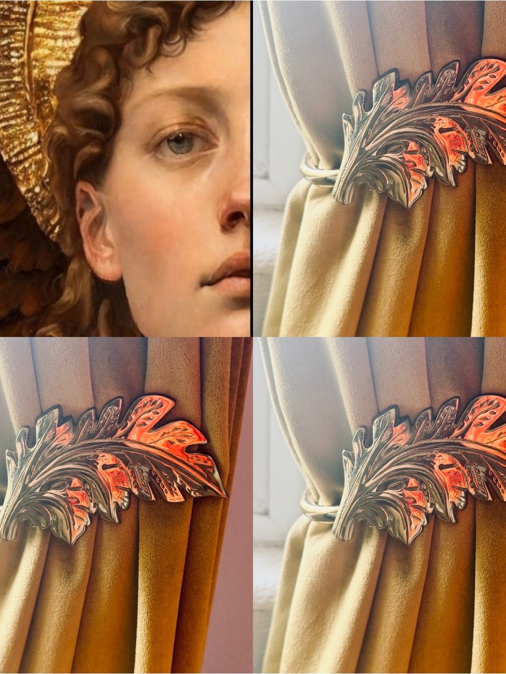 ♥️ Acanthus Leaf Gold Curtain Tiebacks set of 2